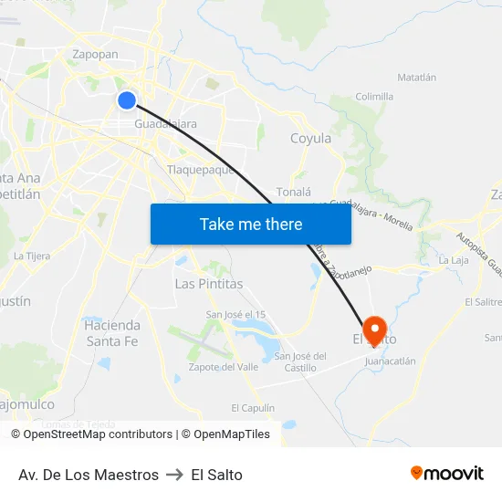 Av. De Los Maestros to El Salto map