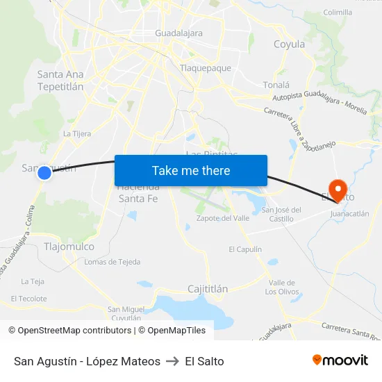 San Agustín - López Mateos to El Salto map