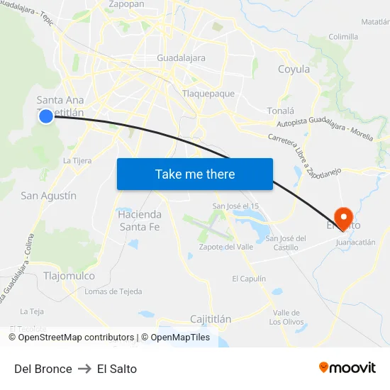 Del Bronce to El Salto map