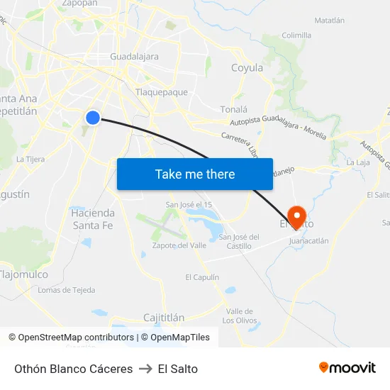 Othón Blanco Cáceres to El Salto map