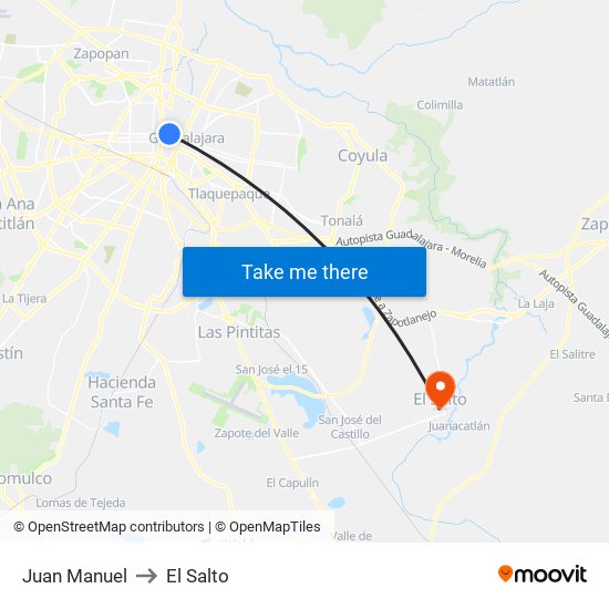 Juan Manuel to El Salto map