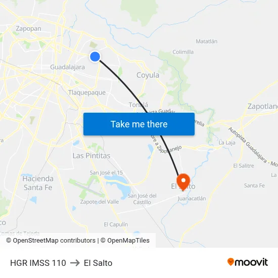 HGR IMSS 110 to El Salto map