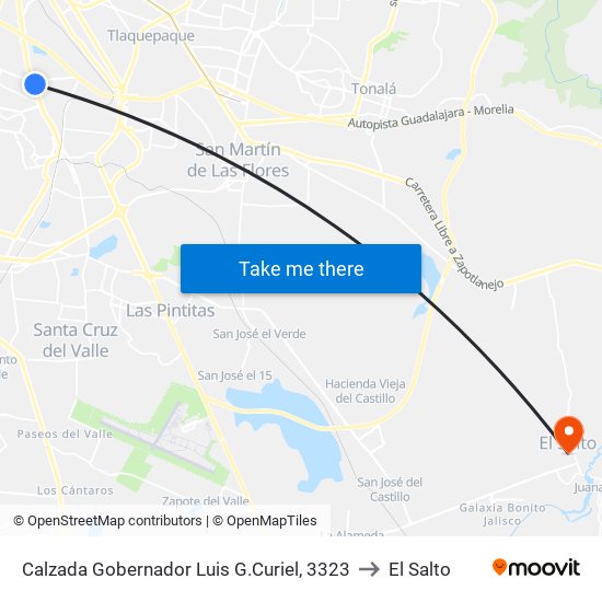 Calzada Gobernador Luis G.Curiel, 3323 to El Salto map