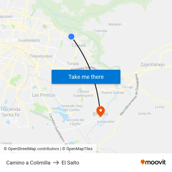 Camino a Colimilla to El Salto map