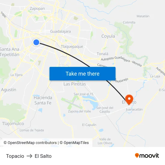 Topacio to El Salto map
