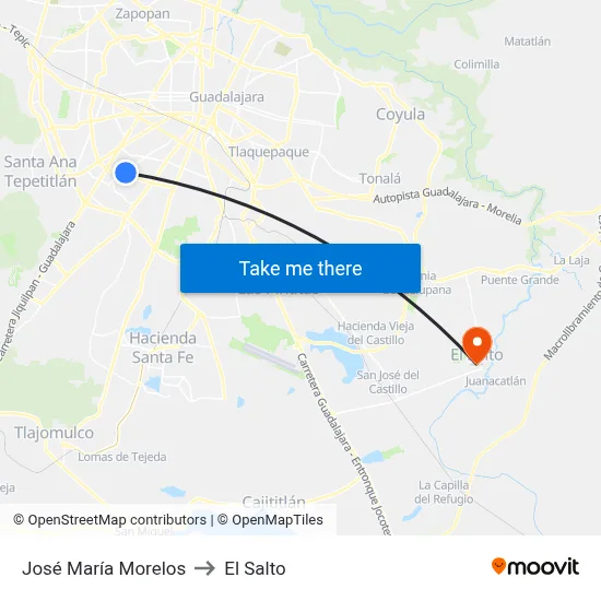 José María Morelos to El Salto map