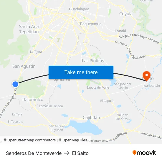 Senderos De Monteverde to El Salto map