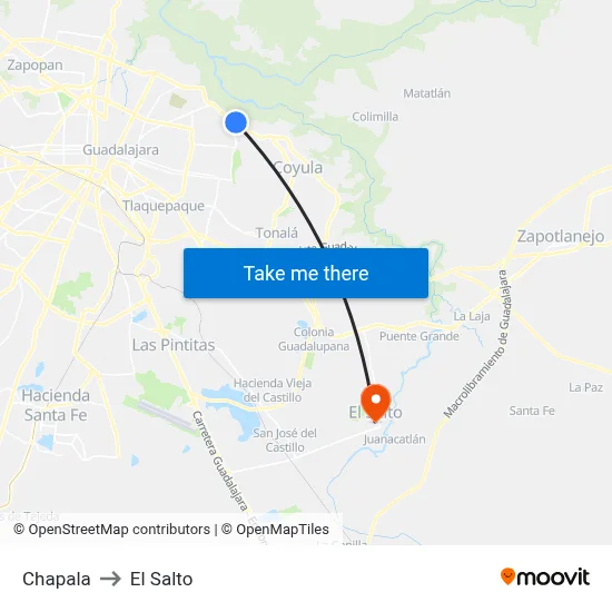 Chapala to El Salto map