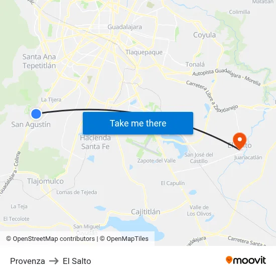 Provenza to El Salto map