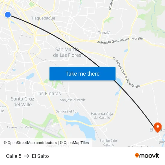 Calle 5 to El Salto map
