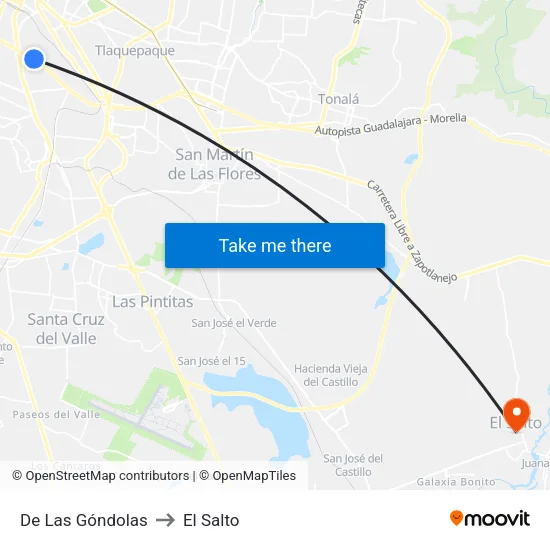 De Las Góndolas to El Salto map