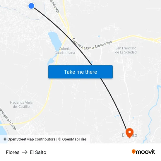 Flores to El Salto map