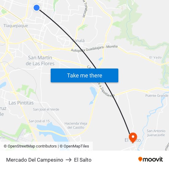 Mercado Del Campesino to El Salto map