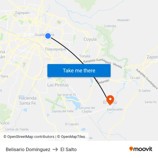 Belisario Domínguez to El Salto map