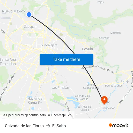 Calzada de las Flores to El Salto map