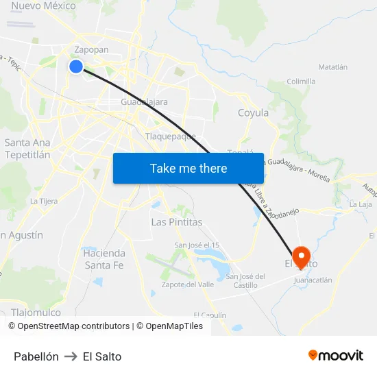 Pabellón to El Salto map