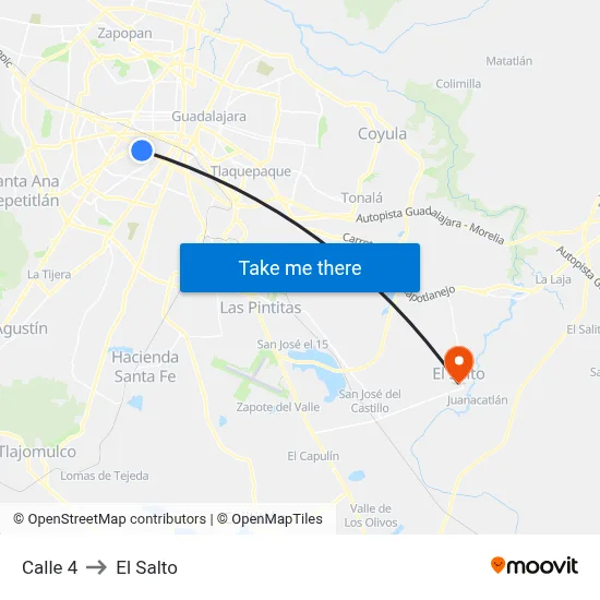 Calle 4 to El Salto map
