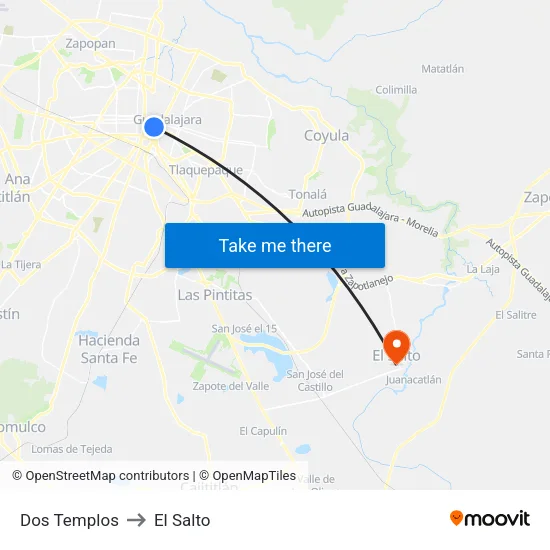 Dos Templos to El Salto map