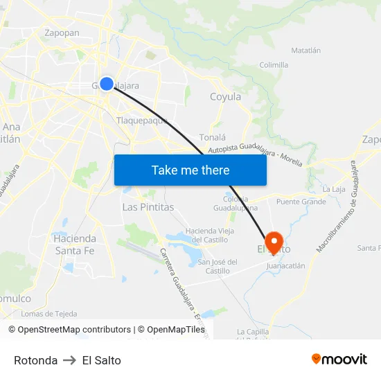 Rotonda to El Salto map