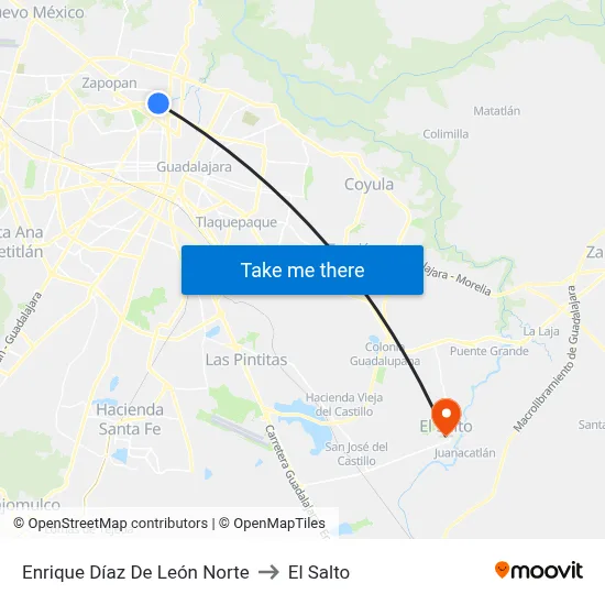 Enrique Díaz De León Norte to El Salto map