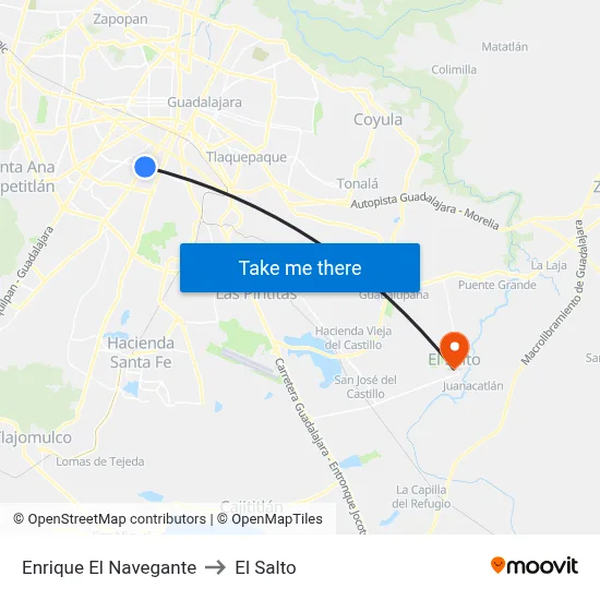 Enrique El Navegante to El Salto map