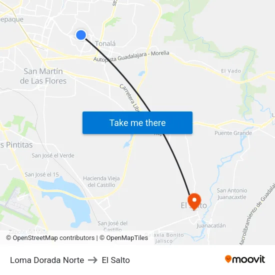 Loma Dorada Norte to El Salto map