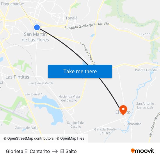 Glorieta El Cantarito to El Salto map