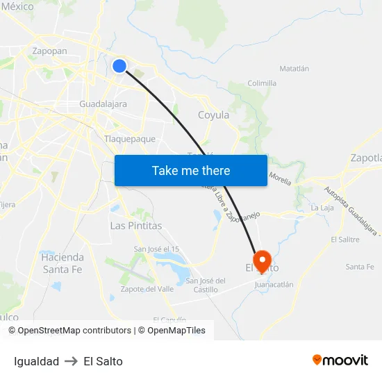 Igualdad to El Salto map