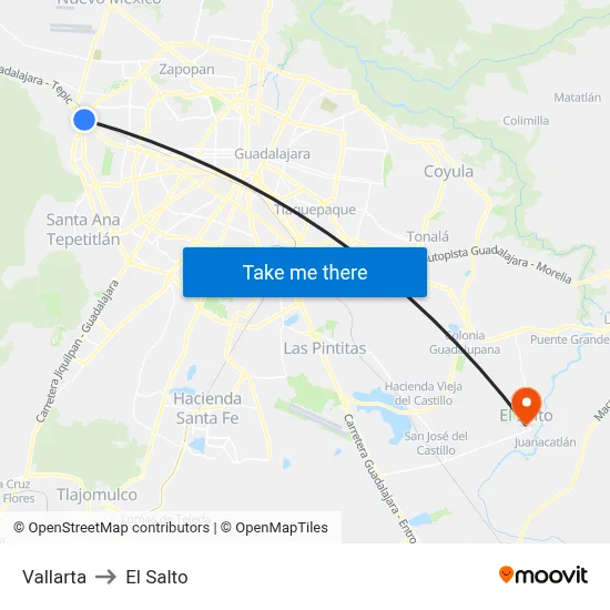Vallarta to El Salto map