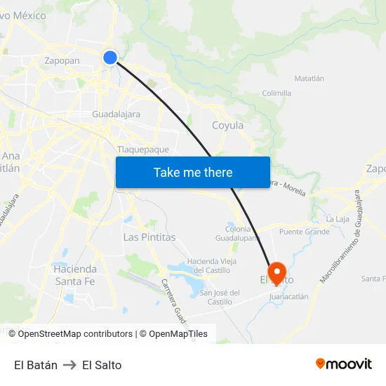 El Batán to El Salto map