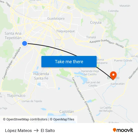 López Mateos to El Salto map