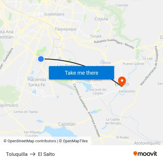 Toluquilla to El Salto map