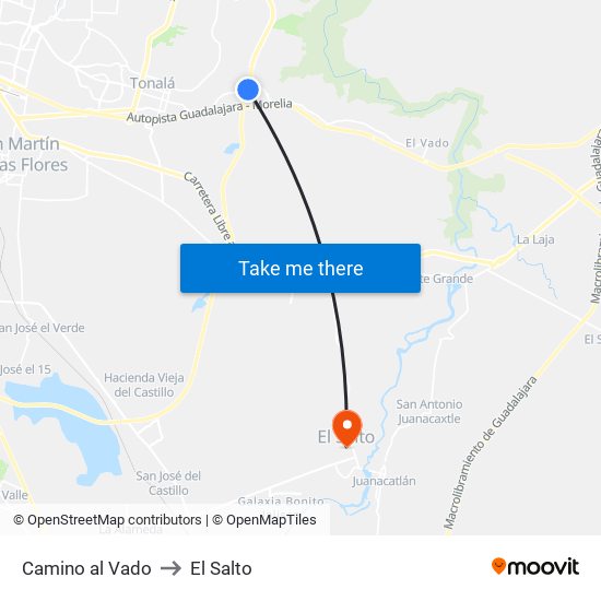 Camino Al Vado to El Salto map