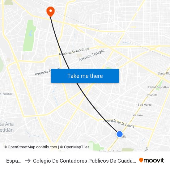 España to Colegio De Contadores Publicos De Guadalajara map
