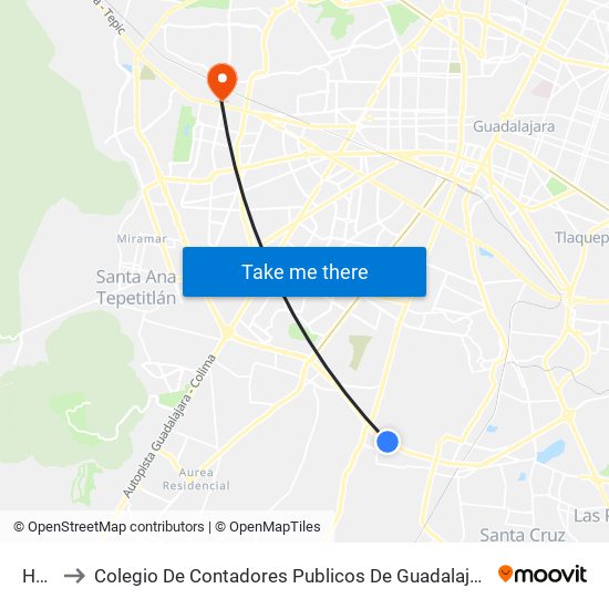 Hpe to Colegio De Contadores Publicos De Guadalajara map