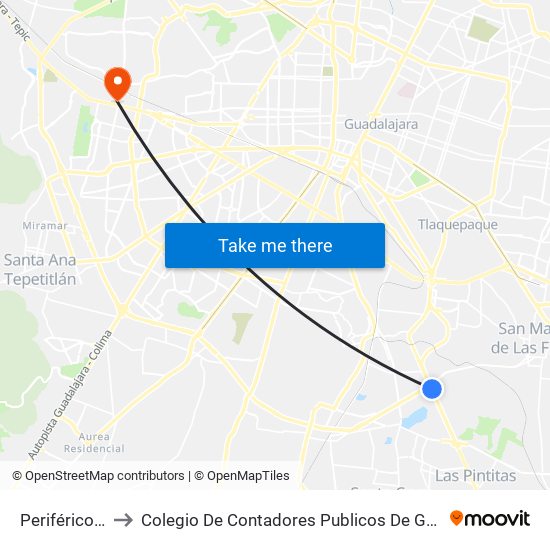 Periférico Sur to Colegio De Contadores Publicos De Guadalajara map