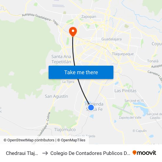 Chedraui Tlajomulco to Colegio De Contadores Publicos De Guadalajara map