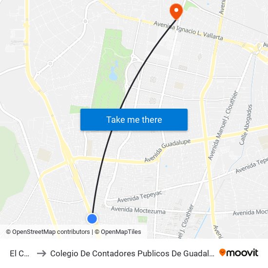 El Colli to Colegio De Contadores Publicos De Guadalajara map