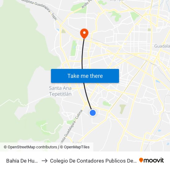 Bahía De Huatulco to Colegio De Contadores Publicos De Guadalajara map