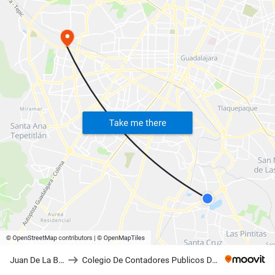 Juan de la Barrera to Colegio De Contadores Publicos De Guadalajara map
