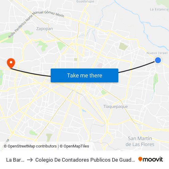 La Barca to Colegio De Contadores Publicos De Guadalajara map