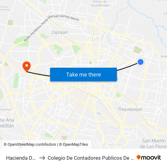 Hacienda De Tala to Colegio De Contadores Publicos De Guadalajara map