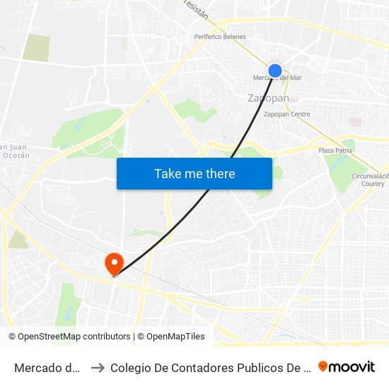 Mercado del Mar to Colegio De Contadores Publicos De Guadalajara map