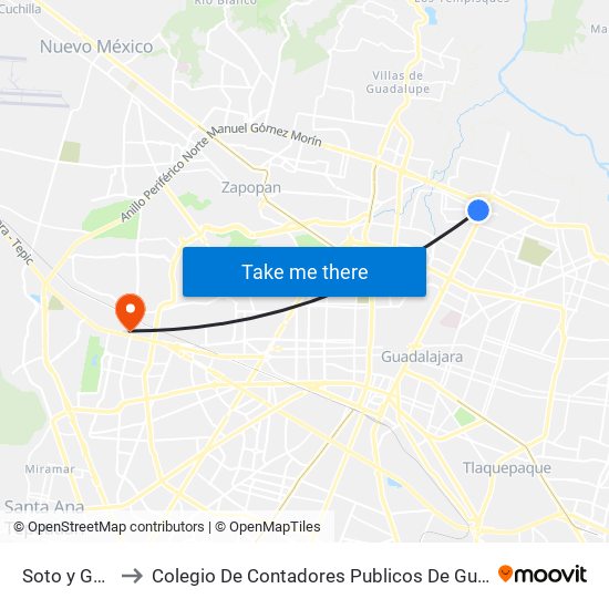 Soto y Gama to Colegio De Contadores Publicos De Guadalajara map