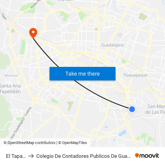 El Tapatío to Colegio De Contadores Publicos De Guadalajara map