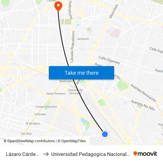 Lázaro Cárdenas to Universidad Pedagogica Nacional 141 map
