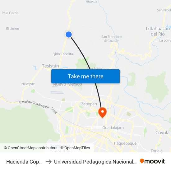 Hacienda Copala to Universidad Pedagogica Nacional 141 map