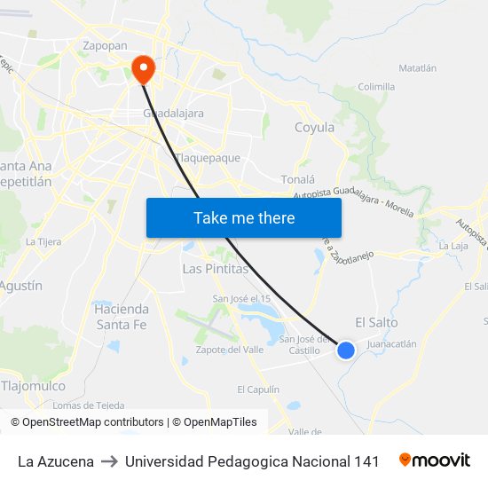 La Azucena to Universidad Pedagogica Nacional 141 map