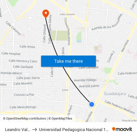 Leandro Valle to Universidad Pedagogica Nacional 141 map