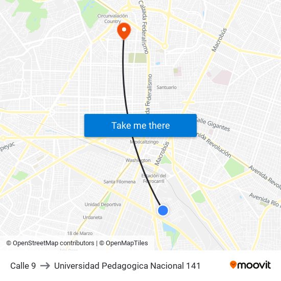 Calle 9 to Universidad Pedagogica Nacional 141 map